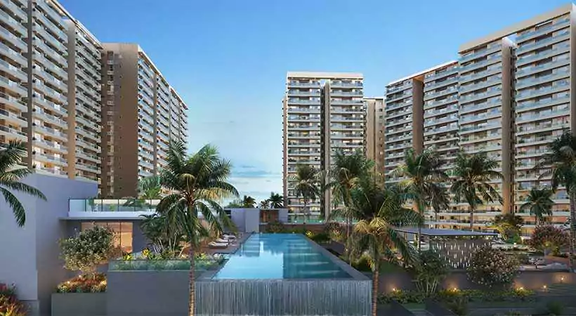 Prestige Evergreen towers rising over the landscaped grounds at Varthur Prestige Evergreen towers rising over the landscaped grounds at Varthur